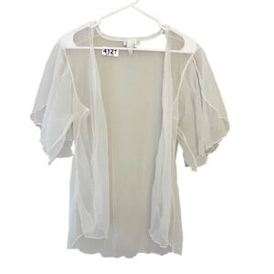 Seductive Wear White Sheer Topper Jacket M Women Lace Coquette Cottagecore Fairy